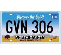 OPO 10 - Plaque D' IMMATRICULATION de Voiture USA - réplique en métal 30x15 cms : North Dakota (C10)