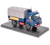 OPO 10 - Véhicule Utilitaire 1:43 Compatible avec Renault SAVIEM TP 3 MB 39 Plateau à ridelles - Bache croisière des sables 1975 - UTR49