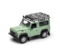 OPO 10 - Voiture Miniature Welly à l'échelle 1/24, Compatible avec Land Rover Defender Vert avec galerie de Toit - 22498SP-Gal-Vert