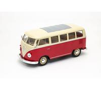 OPO 10 - Voiture Miniature Welly à l'échelle 1/24, Compatible avec Volkswagen T1 Bus 1963 Bicolore crème et Rouge - VW - 22095-Rouge