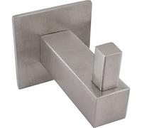 OPO MH.308055.20 Technik-Team Tikal Crochet pour manteau avec plaque 40 x 40 mm, crochet de manteau, hauteur 44 mm, profondeur 55 mm, acier inoxydable brossé, argenté