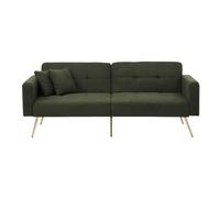 OPODEE Canapé Convertible 175cm en Rétro Vert avec Fonction Lit et Rangement Latéral pour Salon et Chambre d'amis - Design Élégant avec Pieds Dorés