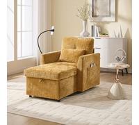 OPODEE Multifunctional 125 X 84 X 87 cm Sofa Bed - Lounge Chair with Built-in Phone Holder for Living Room and Bedroom - Mustard Yellow