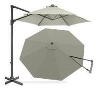 OPOLDBDMAC 3.0m 3.5m Toile De Remplacement Parasol De Terrasse Bâche De Remplacement pour Parasol Déporté 8 Baleines, Rond Housse Parasol Patio D'extérieur(Taupe,3.5m/11.5ft)