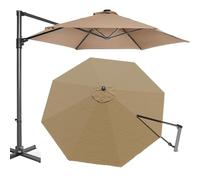OPOLDBDMAC 3.0m 3.5m Toile De Remplacement Parasol De Terrasse Bâche De Remplacement pour Parasol Déporté 8 Baleines, Rond Housse Parasol Patio D'extérieur(Khaki,3.5m/11.5ft)