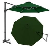 OPOLDBDMAC 3.0m 3.5m Toile De Remplacement Parasol De Terrasse Bâche De Remplacement pour Parasol Déporté 8 Baleines, Rond Housse Parasol Patio D'extérieur(Dark Green,3.5m/11.5ft)