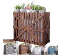 OPOLDBDMAC Cache Climatiseur Exterieur Bois Massif Couverture De Climatiseur, Cache Pompe A Chaleur, Support De Climatiseur À Persiennes, Décoration Extérieure Étagère Plante(Brown,85 * 40 * 80cm)