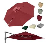 OPOLDBDMAC LARAKVEAKV 3.5m Auvent De Rechange pour Parasol Déporté, Rond Toile De Rechange pour Parasol De Jardin, Housse 8 Baleines Tissu De Rechange pour Parapluie Piscine(Burgundy,3.5m/11.5ft)