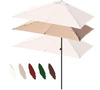 OPOLDBDMAC Parasol De Jardin Extérieur Demi-Parasol De Jardin À Hauteur Réglable Inclinable 1/2 Parasol D’ombrage Rectangulaire pour Balcon, Jardin, Cour, Porche, Mur(Khaki)