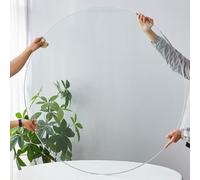 OPOLDBDMAC Plateau De Table en Verre Rond, 45cm 55cm 65cm, Plateau en Verre Trempé Clair, Feuille Circulaire Plate Transparente pour Tables À Manger, Tables Basses, Bureaux(80cm/31.5in)