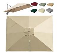 OPOLDBDMAC Rectangulaire Housse De Rechange pour Parasol Déporté 7 Baleines, 2.5x2.5m 3x4m Toile De Rechange pour Parasol D'extérieur，Auvent De Rechange Résistant Aux UV(Khaki,4x3m/13x10ft)