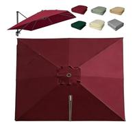 OPOLDBDMAC Rectangulaire Housse De Rechange pour Parasol Déporté 7 Baleines, 2.5x2.5m 3x4m Toile De Rechange pour Parasol D'extérieur，Auvent De Rechange Résistant Aux UV(Red,4x3m/13x10ft)