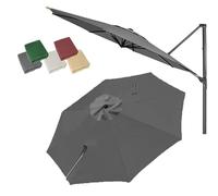 OPOLDBDMAC Rond Housse Rechange Parasol Déporté De Jardin 300cm 350cm Parasol D'extérieur Auvent De Rechange pour Grand Parasol De Jardin Toile Polyester Anti UV Imperméable(Gray,3.5m/11.5ft)