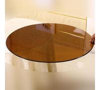 OPOLDBDMAC Ronde Plaque De Table Rechange en Verre Trempé, Marron Transparente Plateau De Table 50/60/70/80/90cm Rond Table De Salle À Manger Protection(42cm/16.5in)