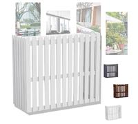 OPOLDBDMAC Support De Climatiseur En Bois, Cache Climatiseur Extérieur, Caché Étagère À Fleurs Pour Climatiseur，Protection Solaire Pompe À Chaleur Clôture Support(White,47*23*41in/120*60*105cm)