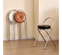 OPOLDBDMAC Tabouret De Bar Pliant 45cm 65cm 75cm, Tabouret De Comptoir Pliable avec Siège Rembourré, Chaise Haute De Petit-déjeuner Moderne Rond pour Îlot De Cuisine(Black,45cm/17.7in)