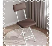 OPOLDBDMAC Tabouret De Bar Pliant De 45cm avec Dossier, Chaises Pliantes Rembourrées en Cuir pour Adultes, Tabouret De Dinette Pliant pour Camping Cuisine Magasin Café(White Frame-Brown)