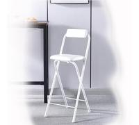 OPOLDBDMAC Tabourets De Bar Pliants Noir Blanche Tabouret De Cuisine Pliant Portable avec Repose-Pieds, 65cm 75cm Métal Cadre Chaise Haute pour Dortoir, Bureau, Maison(White,70cm/27.5in)