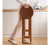 OPOLDBDMAC Tabourets Pliants en Bois Naturel Tabouret Pliant avec Poignée, Portable 45 60cm Tabouret Haut Pliable en Bois Massif Rond sans Dossier Tabourets De Bar (Regular Style,Large)