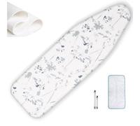 OPOLDBDMAC Vert Housse Table À Repasser 120x40cm 110x35cm 100x30cm Housse Table À Repasser pour Centrale Vapeur, avec Épais Rembourrage，Montage Rapide Cordon De Serrage(White,110x35cm/43x14in)