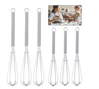 Opopark Lot de 6 fouets professionnels Plus - Petit fouet à ballon, en acier inoxydable - Pour mixer, battre, mousser, remuer, 13 cm et 18 cm