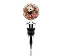 Opossum And Roses Bouchon de bouteille de vin réutilisable Bouchon décoratif pour bouteille de champagne Bouchon élégant et durable Parfait pour les fêtes et les cadeaux