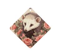 Opossum And Roses Désodorisant de voiture à suspendre, tablettes d'aromathérapie parfumées longue durée, cartes parfumées au losange pour véhicules, chambre à coucher, armoire, style blanc