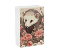 Opossum and Roses Étui à cigarettes - Boîte à cigarettes portable légère pour voyage en plastique étanche Boîte de rangement pour 20 cigarettes