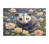 Opossum and Roses - Petit tapis lavable avec envers en caoutchouc antidérapant pour cuisine, chambre à coucher, salle de bain, décoration de sol