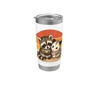 Opossum Bébé raton laveur et bébé animaux mignons amis Gobelet isotherme en acier inoxydable double paroi