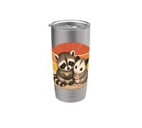 Opossum Bébé raton laveur et bébé animaux mignons amis Gobelet isotherme en acier inoxydable double paroi