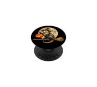 Opossum Chapeau de sorcière Jack O Lanterne Citrouille Lune Balai PopSockets PopGrip Adhésif