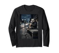 Opossum Cool Boire du café glacé Urban Street Night Life Manche Longue