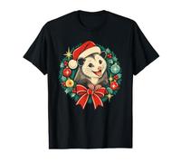 Opossum Couronne de Noël Chapeau de Père Noël T-Shirt Graphique avec Valeur