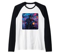 Opossum Cyberpunk Rider Moto Biker Synthwave Manche Raglan