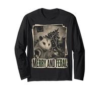 Opossum de Noël drôle Selfie Merry and Feral Christmas Manche Longue