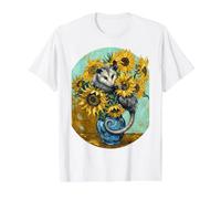 Opossum fantaisiste dans Un Vase de tournesols de Style Van Gogh T-Shirt Graphique avec Valeur