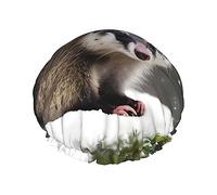 Opossum In Snow Bonnet de douche réutilisable double couche pour cheveux non mouillés Grande taille pour toutes les longueurs de cheveux