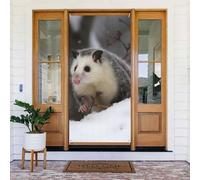 Opossum In Snow Couverture de porte Décorations Welcome Spring Seasonal Porche Bannière Panneau Photo Fond Porte D'entrée Bannière Suspendue Pour Intérieur Extérieur 183 x 90 cm