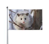 Opossum In Snow Drapeau de jardin de bienvenue 90 x 150 cm Ne se décolore pas Double face Maison Yard Drapeaux Extérieur Bannière Décor pour Cour, Porche Pelouse