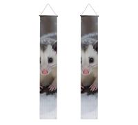 Opossum In Snow Lot de 2 bannières imprimées pour porche de vacances 30 x 180 cm pour Noël, Halloween, fêtes, ferme, décoration d'intérieur