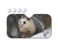 Opossum in Snow Pare-soleil de voiture pliable 2025 Pare-soleil de voiture amusant pour fenêtre avant Protection solaire intérieure de voiture Taille S