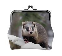 Opossum In Snow Petit portefeuille pour femme, porte-monnaie pour femme, petit portefeuille pour femme, avec fermeture éclair et verrou, noir, One Size, Art déco