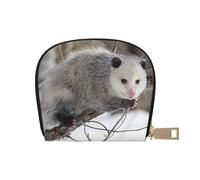 Opossum in Snow - Portefeuille pour cartes de crédit pour homme et femme - Étui en cuir avec fermeture éclair - Petit portefeuille pour voyage, blanc, Taille unique
