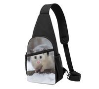 Opossum in Snow Sac à bandoulière léger et réglable pour homme, femme, enfant, Noir , Taille unique, Sac à dos de