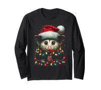 Opossum Mignon avec des lumières de Noël de Neige et Un Chapeau de Père Noël Opossum Manche Longue