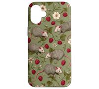 Opossum, Motif Floral Animalier, Amoureux de la Nature, Art botanique Coque pour iPhone 16 Plus
