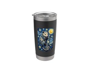 Opossum Peinture de style impressionniste Van Gogh Nuit étoilée Gobelet isotherme en acier inoxydable double paroi