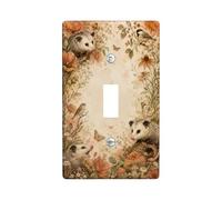 Opossum Plaque de protection pour interrupteur simple, vintage, rustique, fleur, papillon, automne, en plastique de taille standard pour maison, salon, nouvel appartement (simple)
