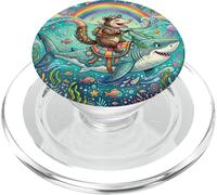Opossum Riding Shark Rainbow Cute Ocean Animal PopSockets PopGrip pour MagSafe